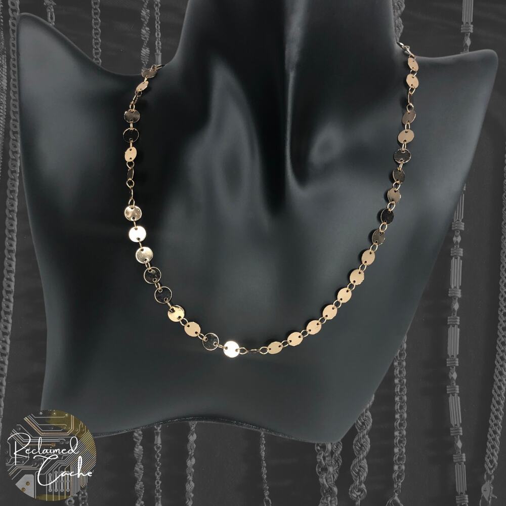 Gold Linked Discs Necklace